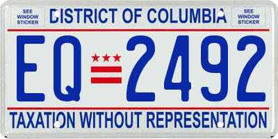 DC license plate EQ2492