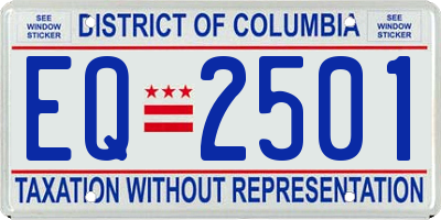 DC license plate EQ2501