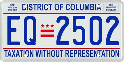 DC license plate EQ2502
