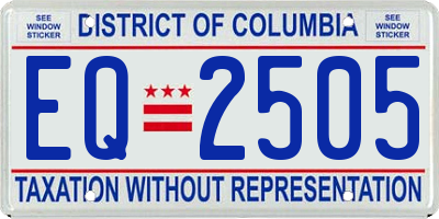 DC license plate EQ2505