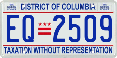 DC license plate EQ2509