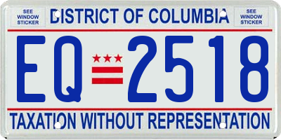 DC license plate EQ2518