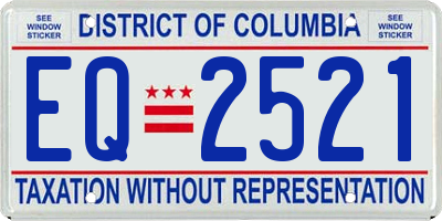 DC license plate EQ2521