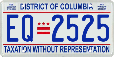 DC license plate EQ2525