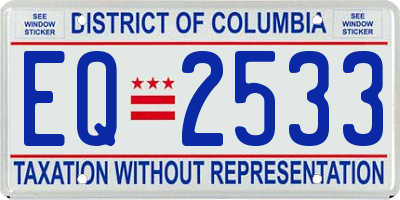 DC license plate EQ2533