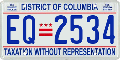 DC license plate EQ2534