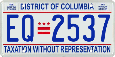 DC license plate EQ2537