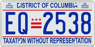 DC license plate EQ2538