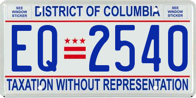 DC license plate EQ2540