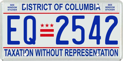 DC license plate EQ2542