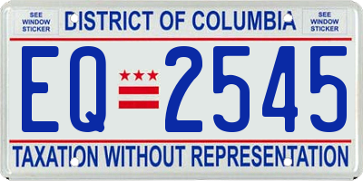 DC license plate EQ2545