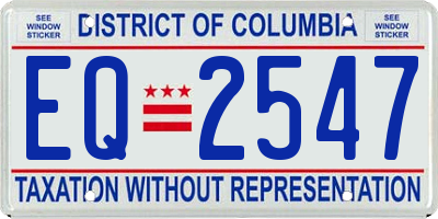 DC license plate EQ2547