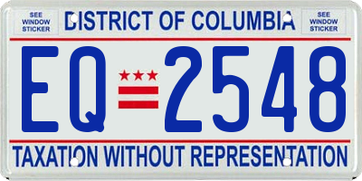 DC license plate EQ2548