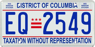 DC license plate EQ2549