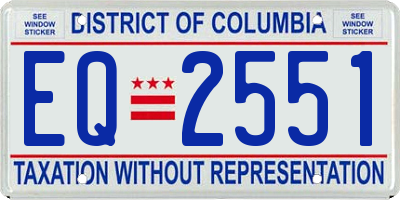 DC license plate EQ2551