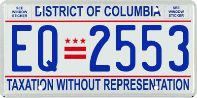 DC license plate EQ2553
