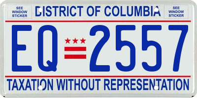 DC license plate EQ2557
