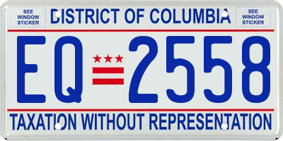 DC license plate EQ2558