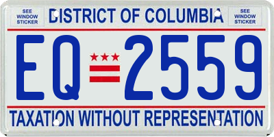 DC license plate EQ2559