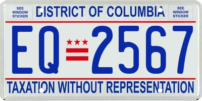 DC license plate EQ2567