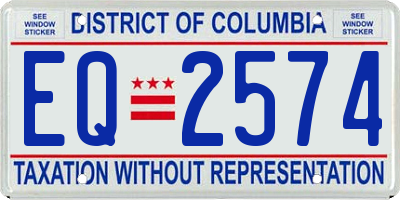 DC license plate EQ2574