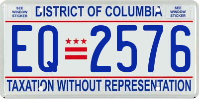 DC license plate EQ2576