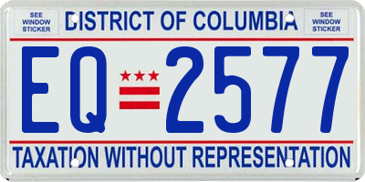 DC license plate EQ2577