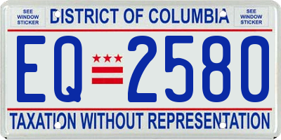 DC license plate EQ2580