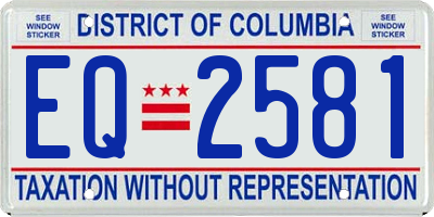 DC license plate EQ2581