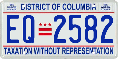 DC license plate EQ2582