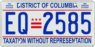 DC license plate EQ2585