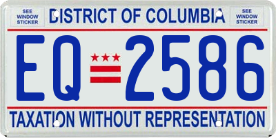 DC license plate EQ2586