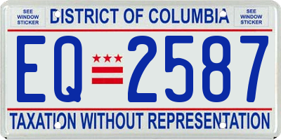 DC license plate EQ2587