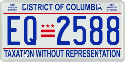 DC license plate EQ2588