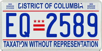 DC license plate EQ2589
