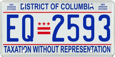DC license plate EQ2593