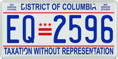 DC license plate EQ2596