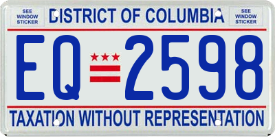 DC license plate EQ2598