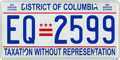 DC license plate EQ2599