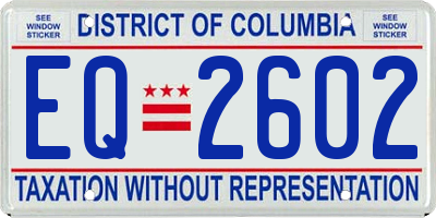 DC license plate EQ2602