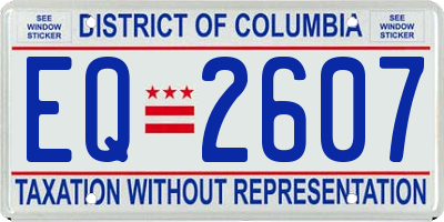 DC license plate EQ2607