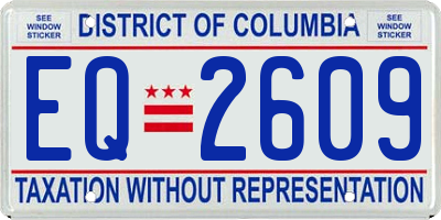 DC license plate EQ2609