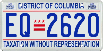 DC license plate EQ2620