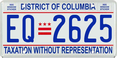 DC license plate EQ2625