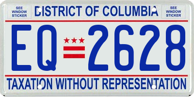 DC license plate EQ2628