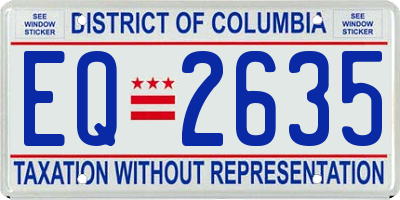 DC license plate EQ2635