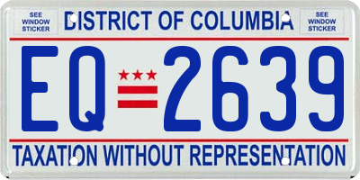 DC license plate EQ2639