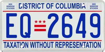 DC license plate EQ2649