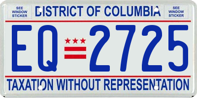 DC license plate EQ2725