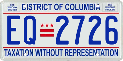 DC license plate EQ2726